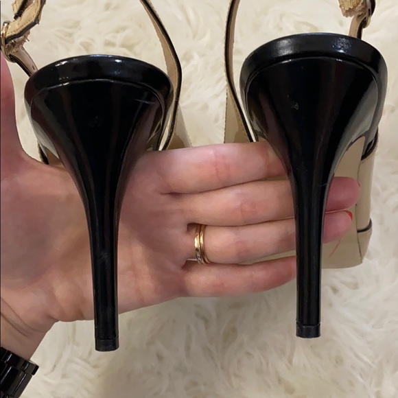 Nude with Black Trim “Lydia” Slingback Pumps - Picture 8 of 11